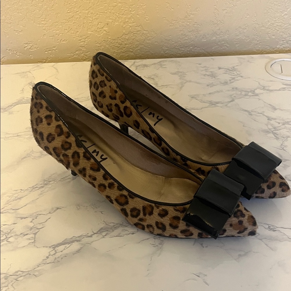 French Sole Animal Print Flats with Black Accent